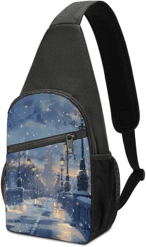 Crossbody Bag for Women Men Sling Bag Fish And Umbrella Chest Bag Crossbody Adjustable Shoulder Bag