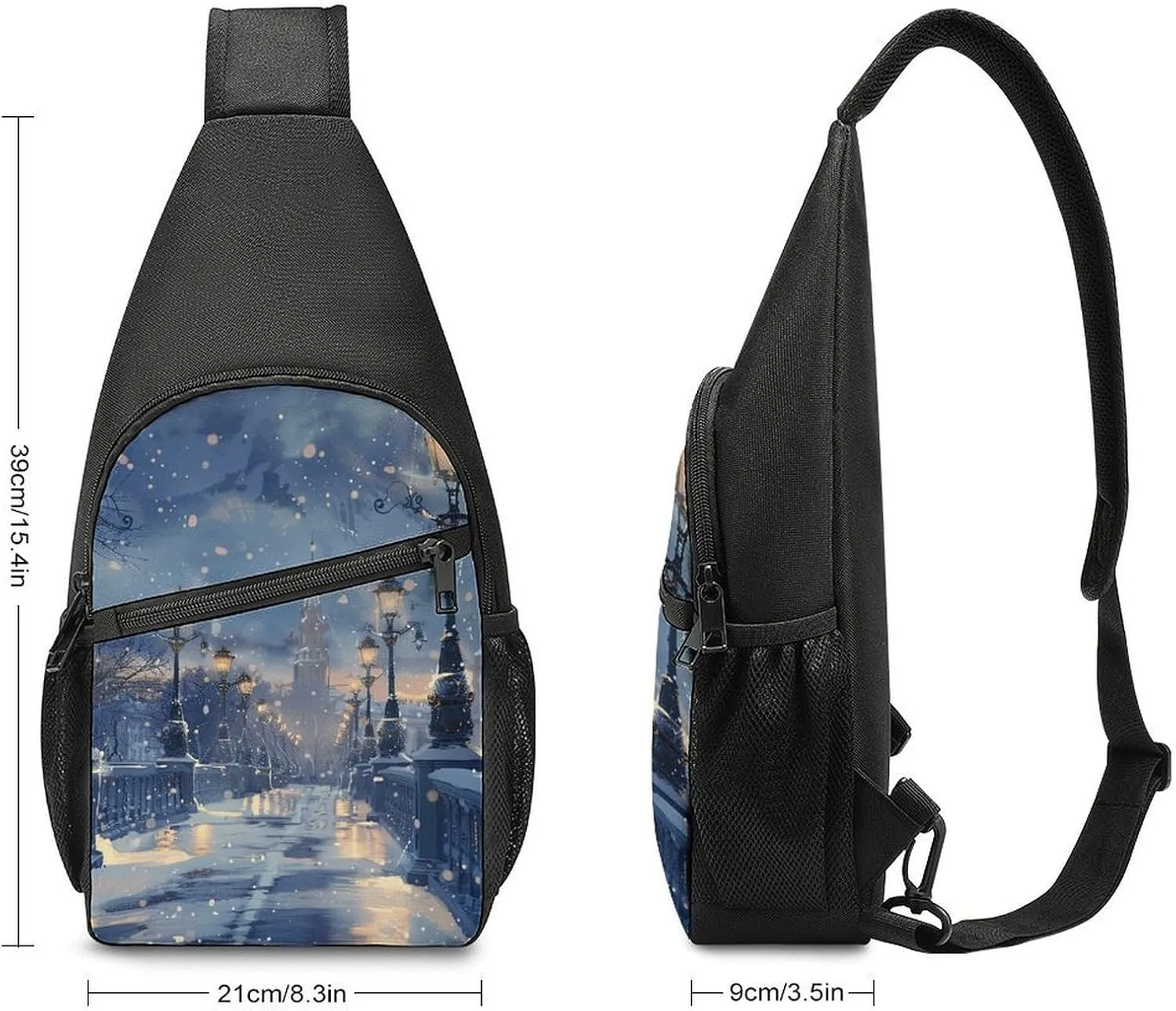 Crossbody Bag for Women Men Sling Bag Fish And Umbrella Chest Bag Crossbody Adjustable Shoulder Bag
