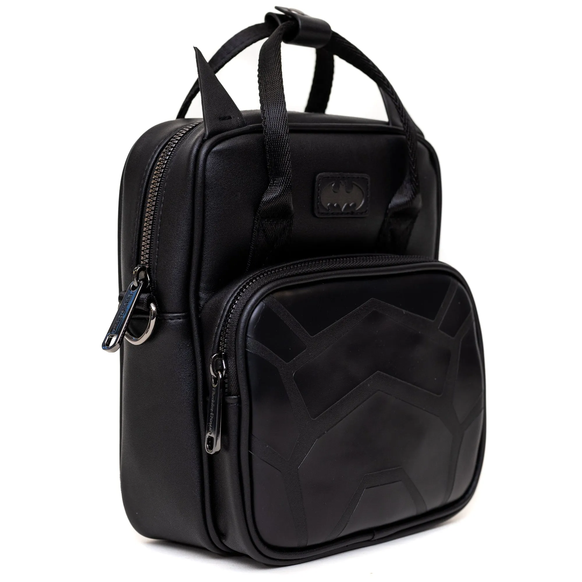 Crossbody Bag with Handles - Batman Embossed Armor Texture Black