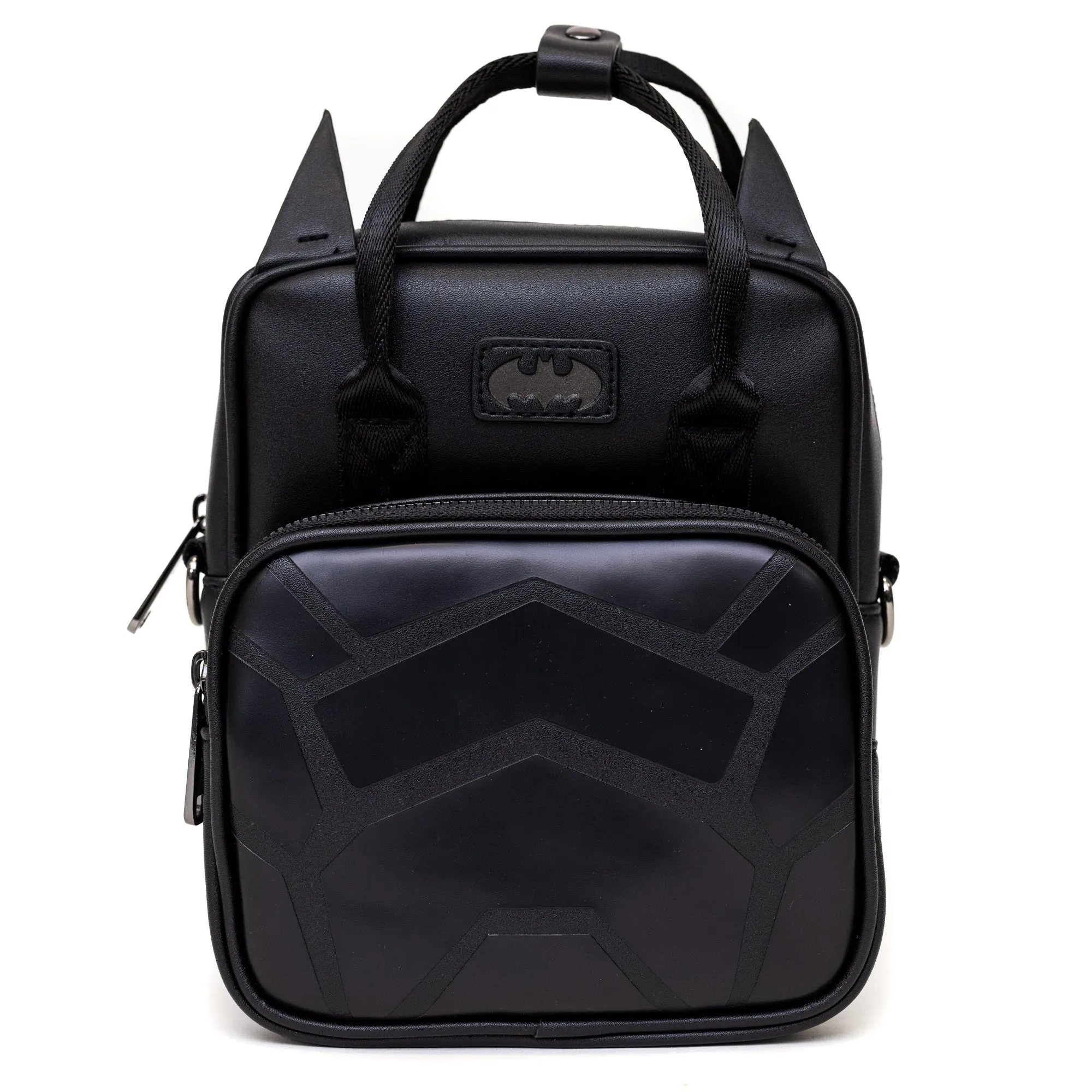 Crossbody Bag with Handles - Batman Embossed Armor Texture Black