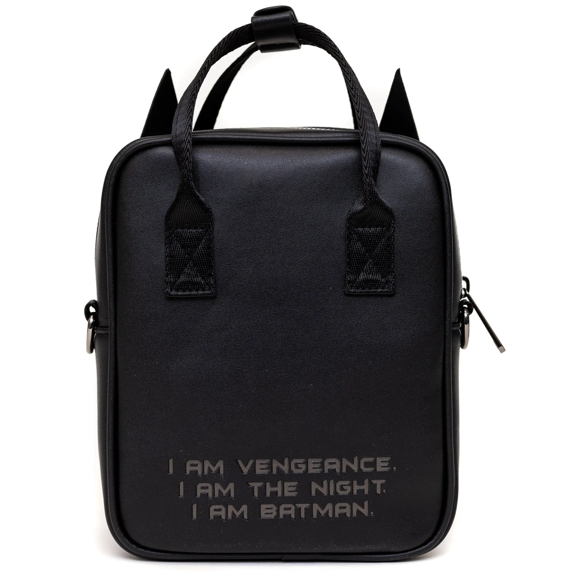 Crossbody Bag with Handles - Batman Embossed Armor Texture Black