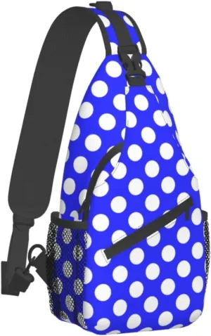 Crossbody Bags For Women Men Blue Polka Dot Sling Backpack Chest Shoulder Bag Gym Cycling Travel Hiking Daypack