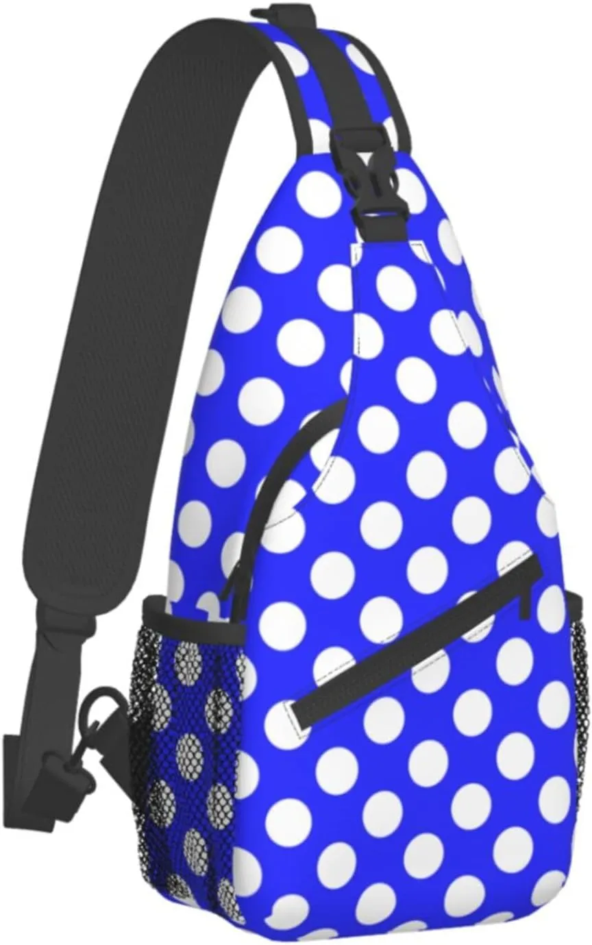 Crossbody Bags For Women Men Blue Polka Dot Sling Backpack Chest Shoulder Bag Gym Cycling Travel Hiking Daypack