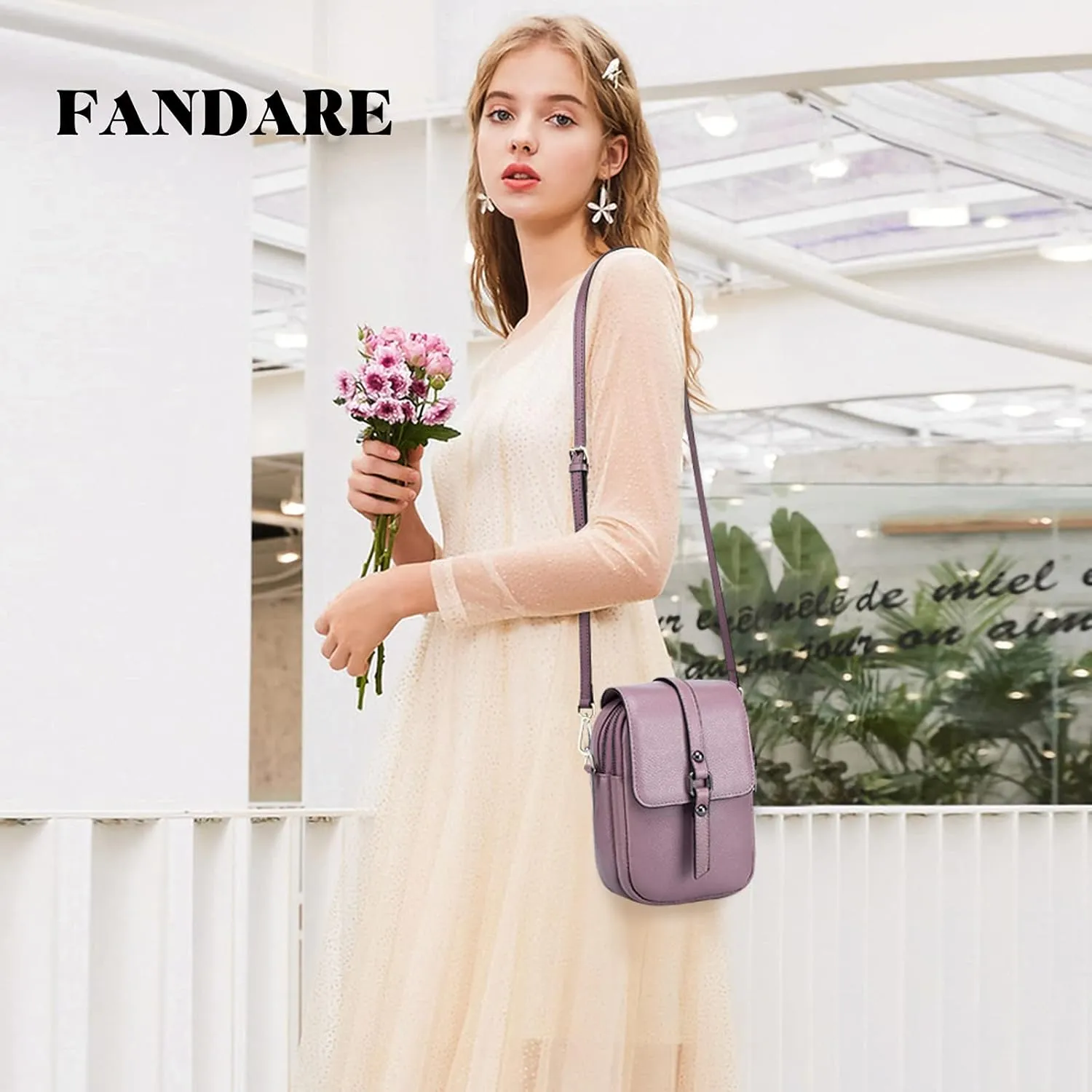 Crossbody Phone Bag Messenger Shoulder Bag Genuine Leather Phone Pouch
