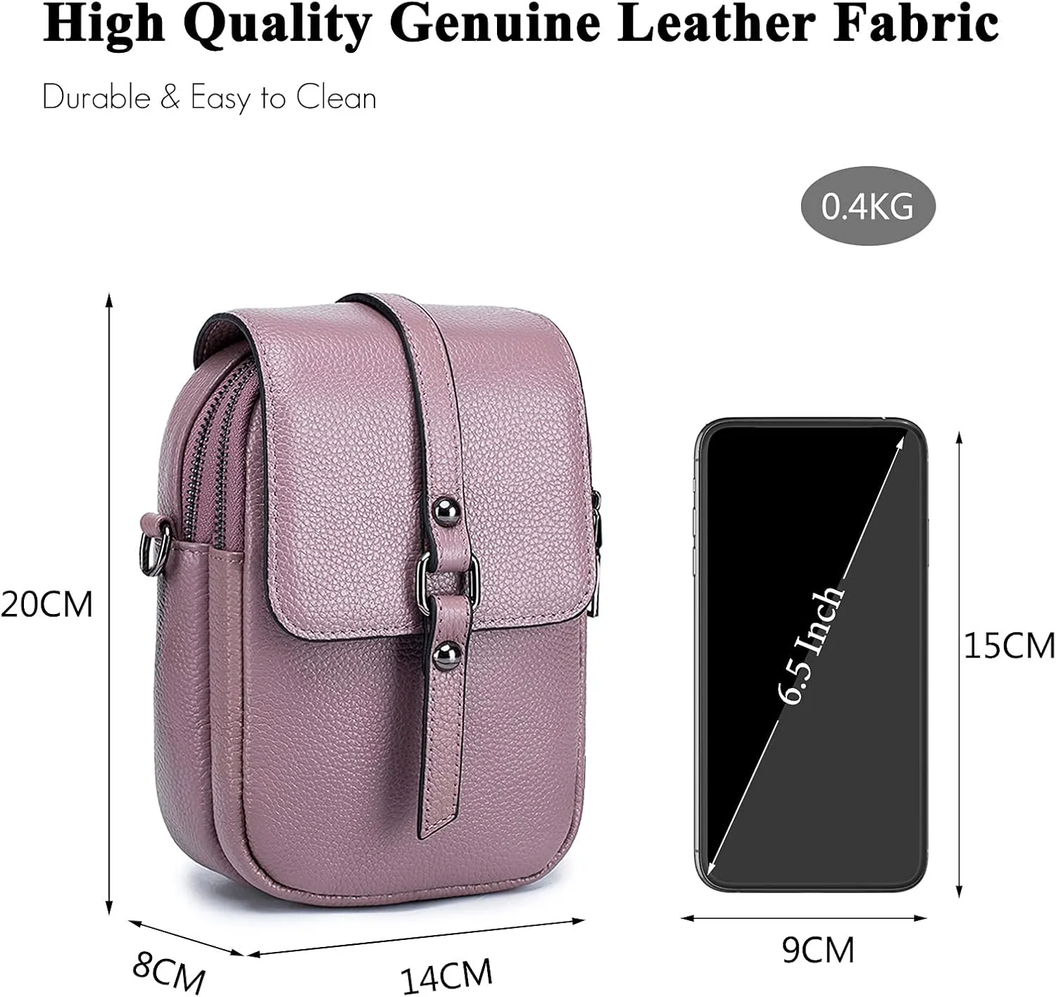Crossbody Phone Bag Messenger Shoulder Bag Genuine Leather Phone Pouch