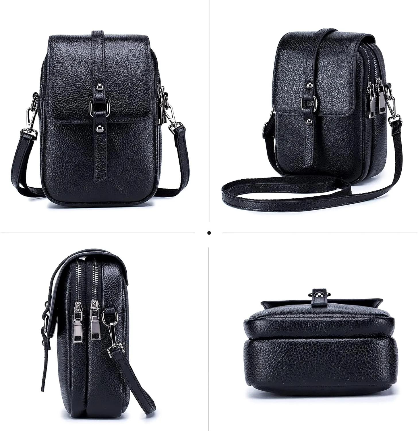 Crossbody Phone Bag Messenger Shoulder Bag Genuine Leather Phone Pouch