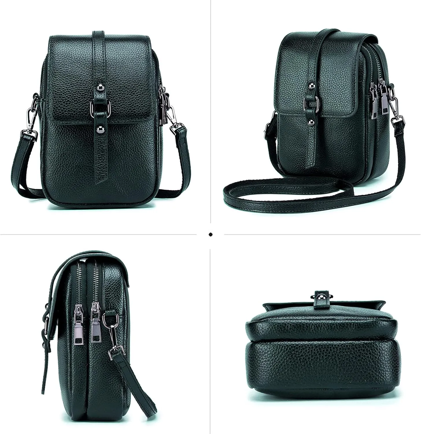 Crossbody Phone Bag Messenger Shoulder Bag Genuine Leather Phone Pouch