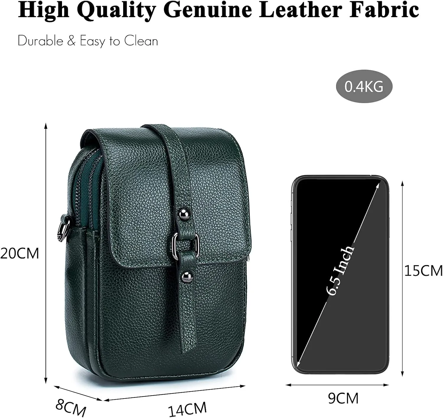 Crossbody Phone Bag Messenger Shoulder Bag Genuine Leather Phone Pouch