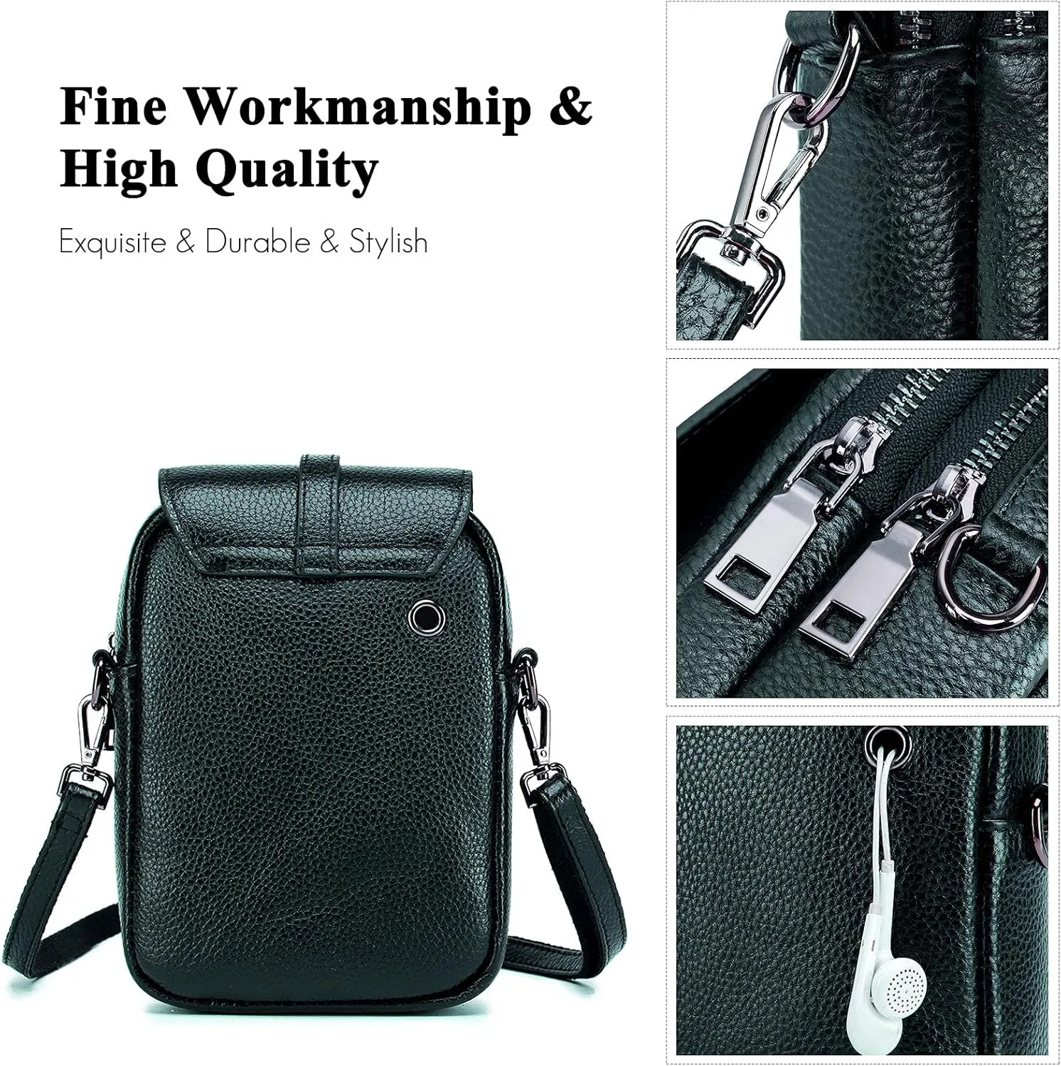 Crossbody Phone Bag Messenger Shoulder Bag Genuine Leather Phone Pouch