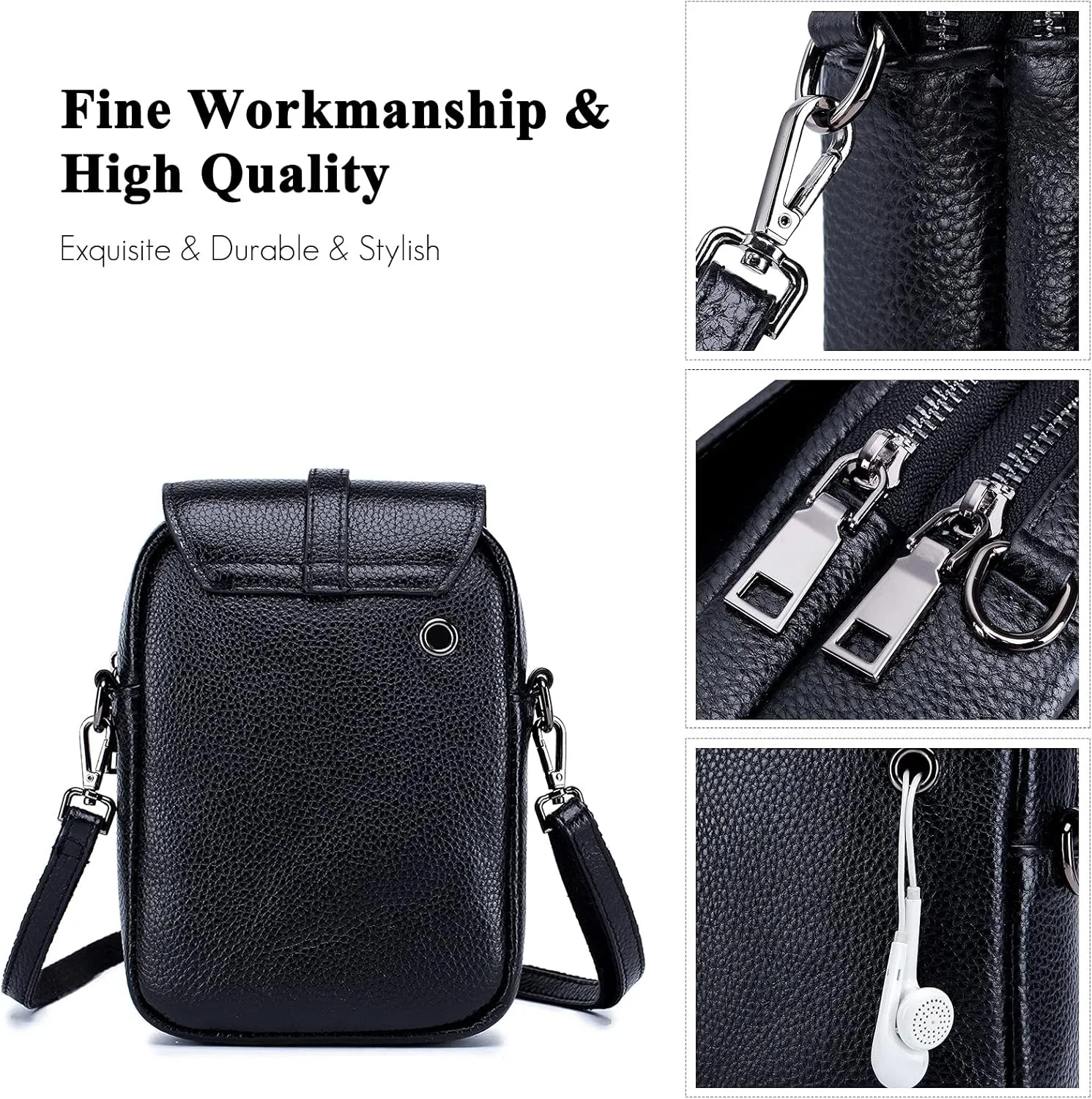 Crossbody Phone Bag Messenger Shoulder Bag Genuine Leather Phone Pouch