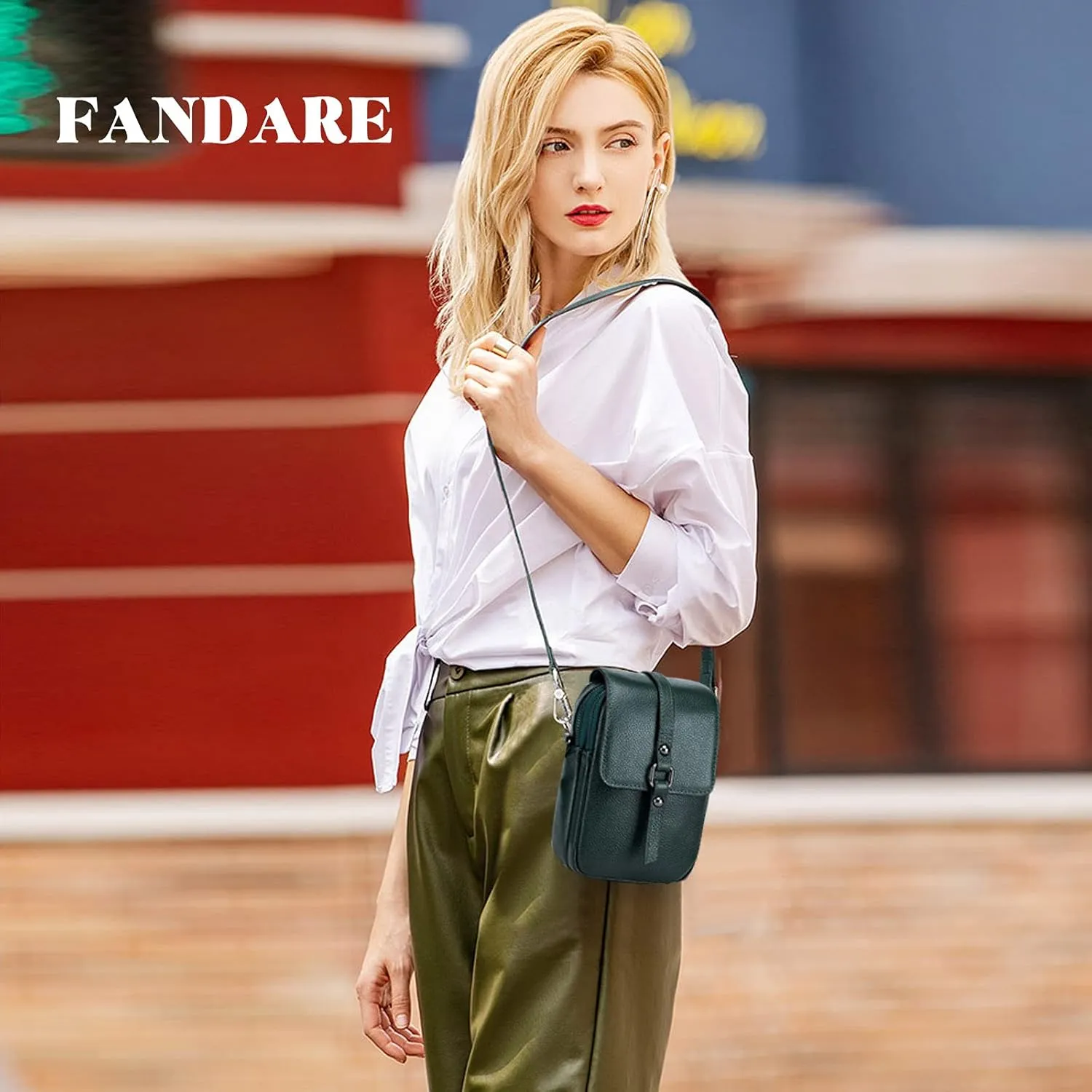 Crossbody Phone Bag Messenger Shoulder Bag Genuine Leather Phone Pouch
