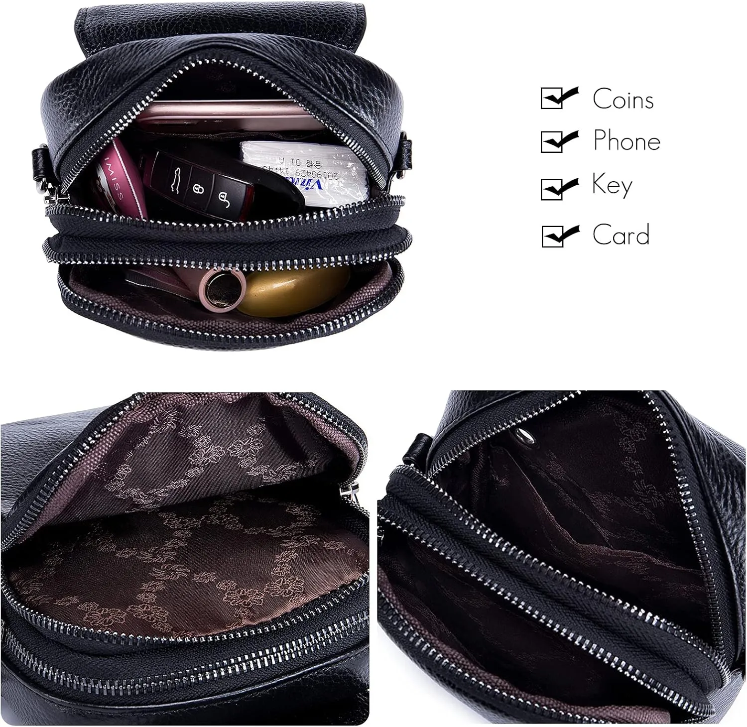 Crossbody Phone Bag Messenger Shoulder Bag Genuine Leather Phone Pouch