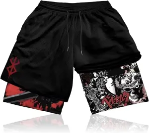 CROWN Anime Gym Shorts - Breathable Stretch Compression Short with Pockets