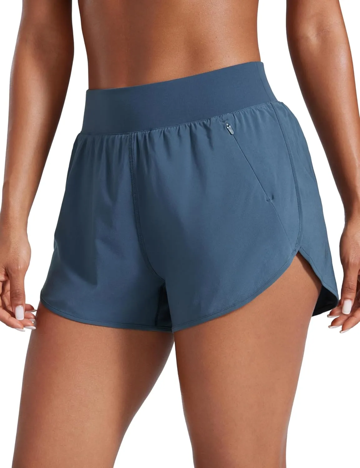 CRZ YOGA High Waisted Dolphin Shorts for Women 3" for Running Athletic Workout Gym with Zipper Pockets Liner