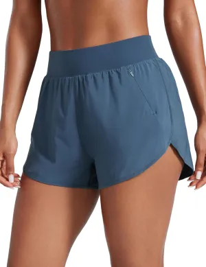 CRZ YOGA High Waisted Dolphin Shorts for Women 3" for Running Athletic Workout Gym with Zipper Pockets Liner