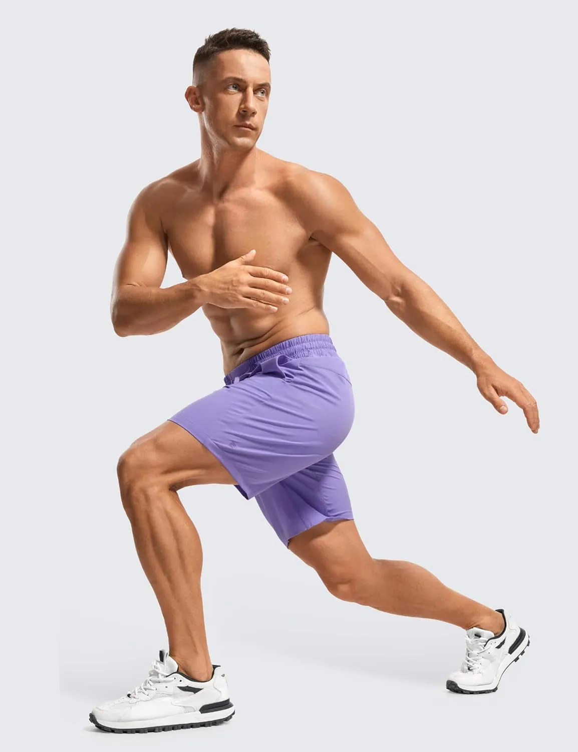 CRZ YOGA Men's Linerless Workout Shorts - 7'' Quick Dry for Running Sports Athletic Gym with Pockets
