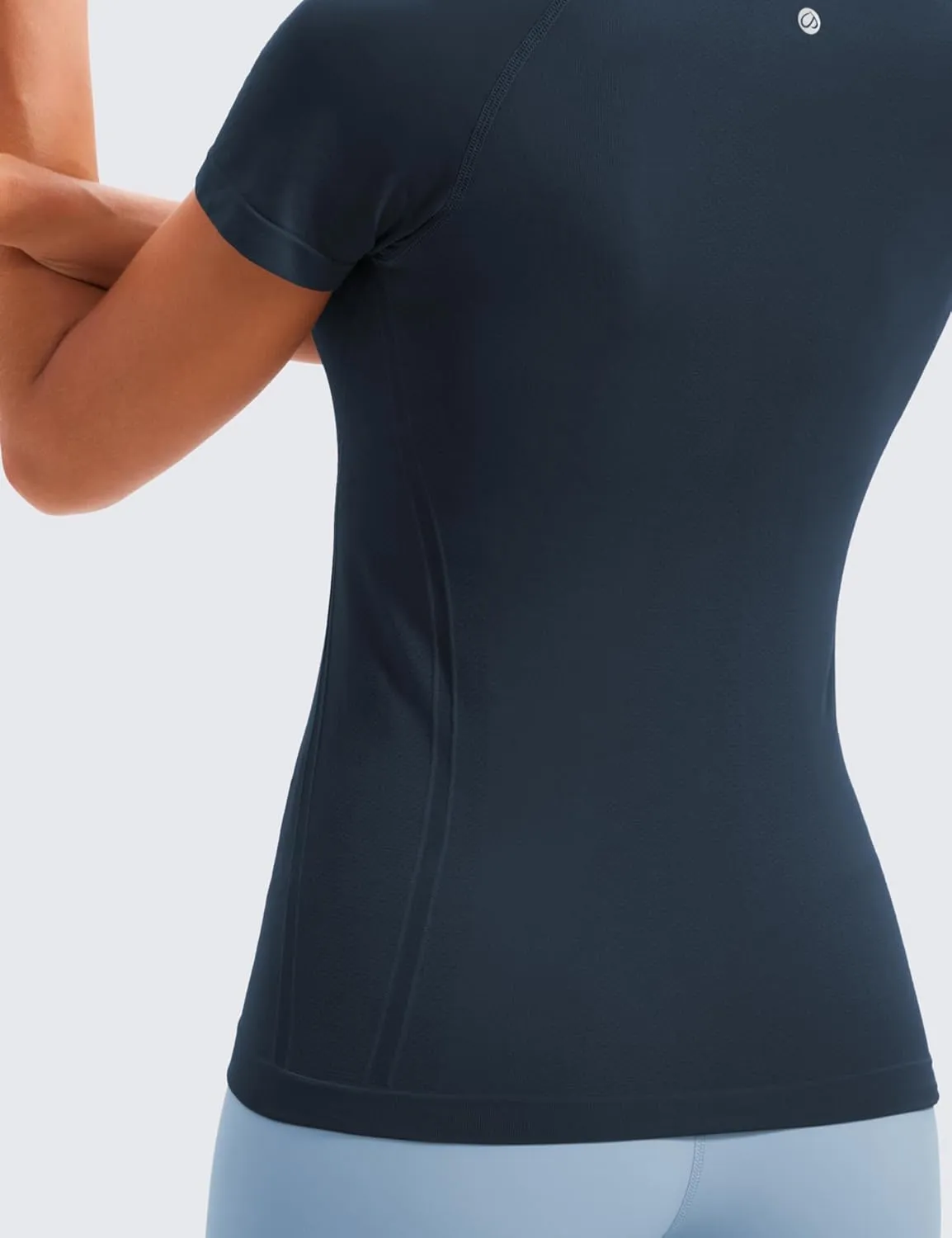 CRZ YOGA Seamless Workout Tops for Women Short Sleeve Athletic Tees Breathable Gym Running Yoga Shirts