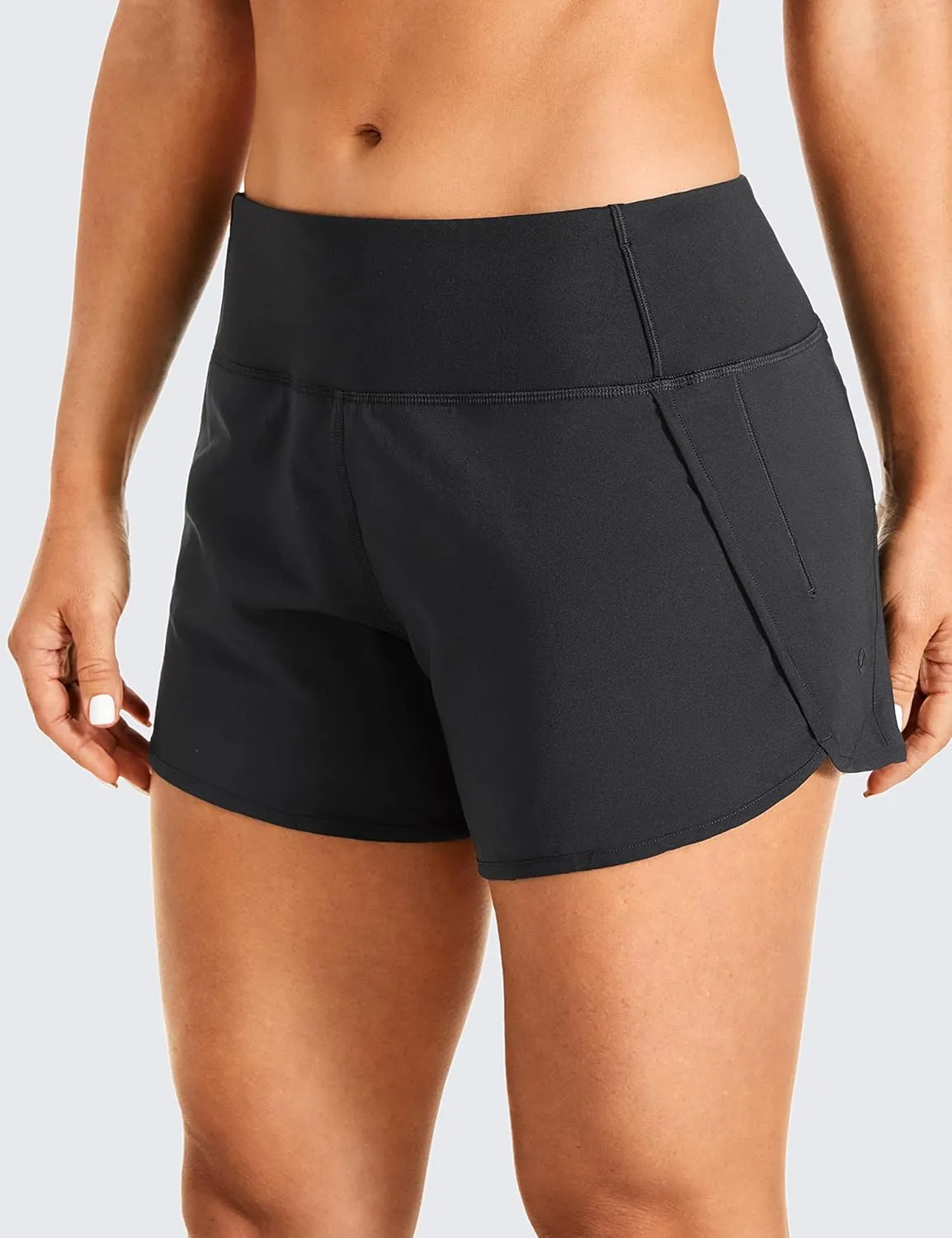 CRZ YOGA Womens Lightweight Gym Athletic Workout Shorts Liner 4" - Quick Dry Running Sport Spandex Shorts Mesh Zipper Pockets