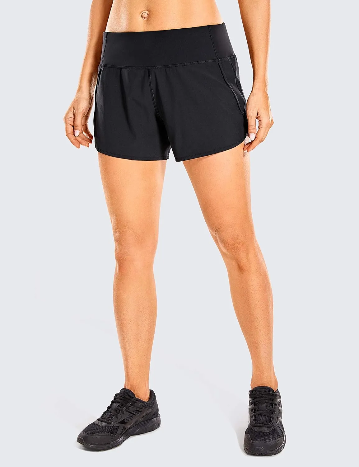 CRZ YOGA Womens Lightweight Gym Athletic Workout Shorts Liner 4" - Quick Dry Running Sport Spandex Shorts Mesh Zipper Pockets