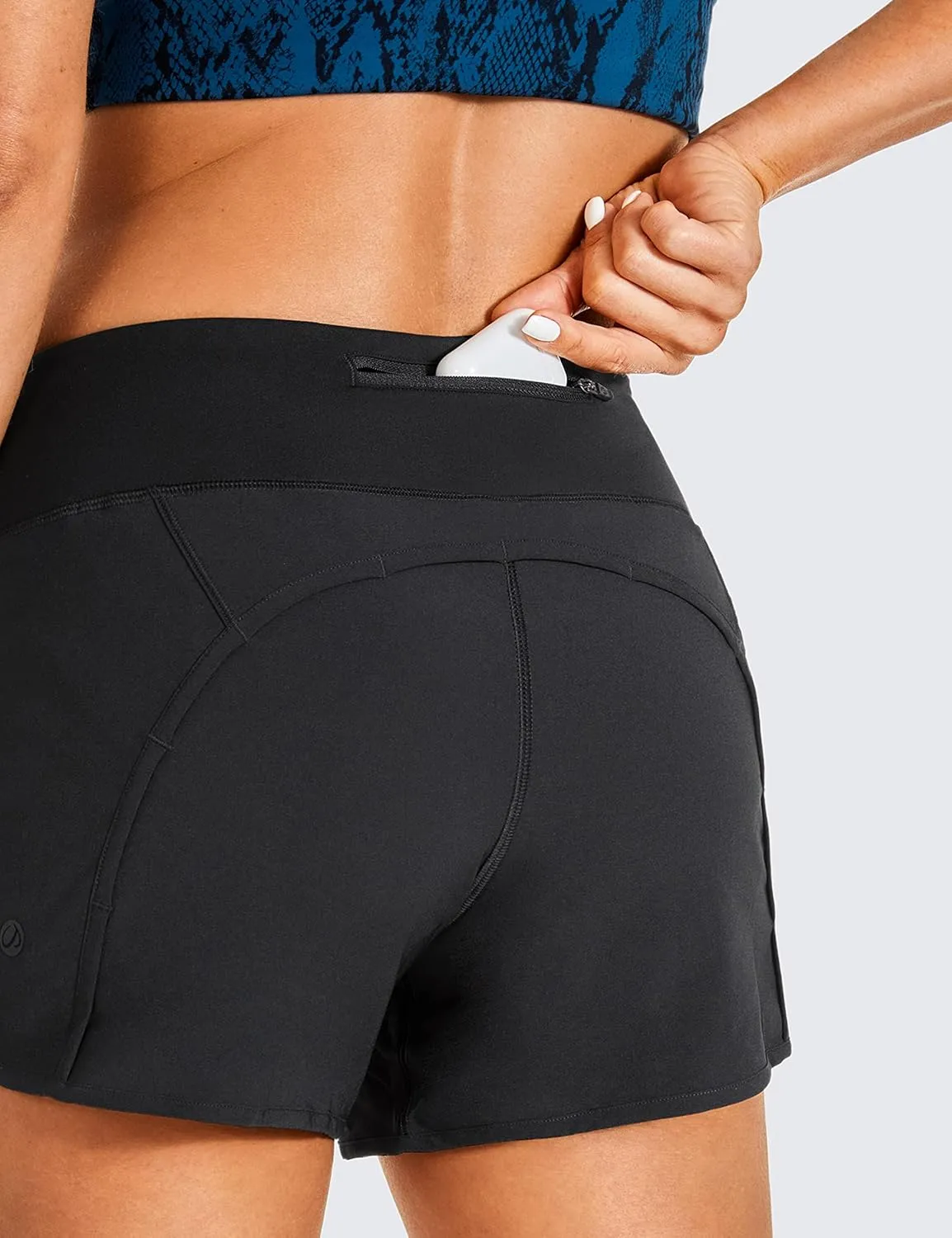 CRZ YOGA Womens Lightweight Gym Athletic Workout Shorts Liner 4" - Quick Dry Running Sport Spandex Shorts Mesh Zipper Pockets