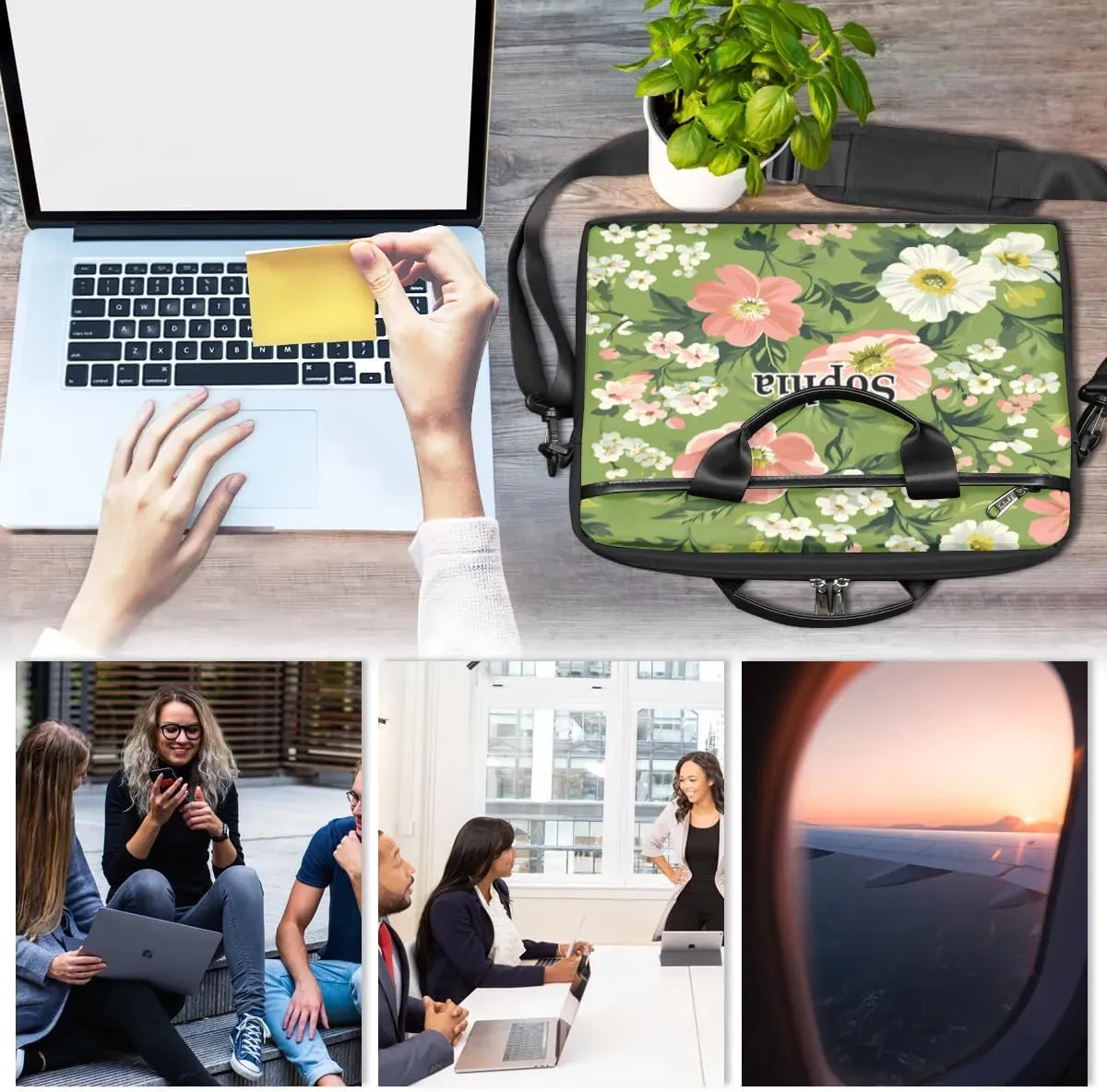 Custom-Laptop-Bag for-Adults Personalized Laptop-Shoulder-Bag with Name Computer-Bag Unicorn Work Bag