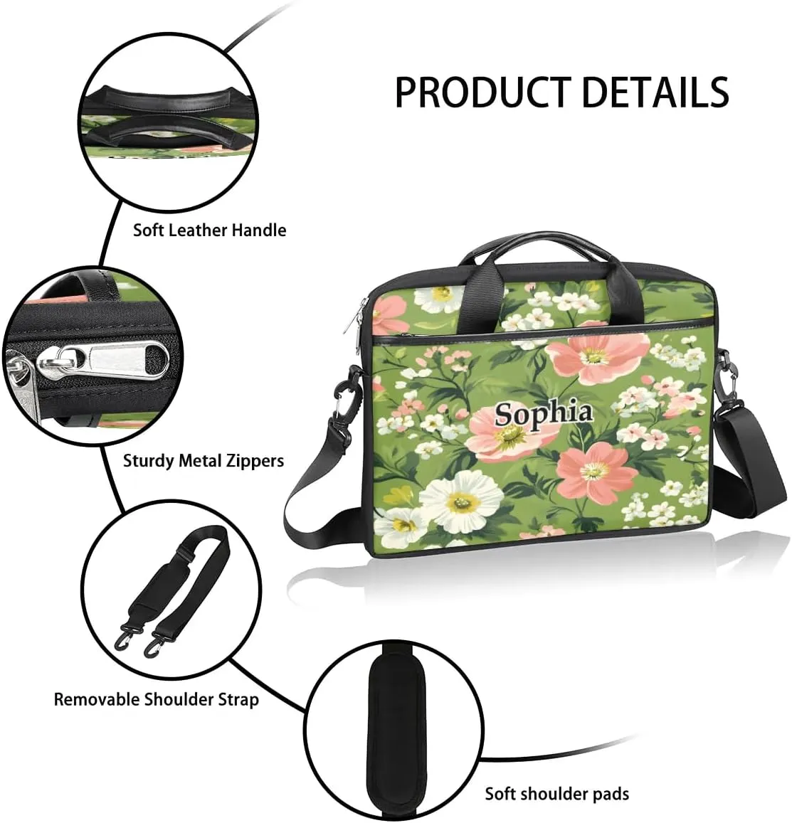 Custom-Laptop-Bag for-Adults Personalized Laptop-Shoulder-Bag with Name Computer-Bag Unicorn Work Bag