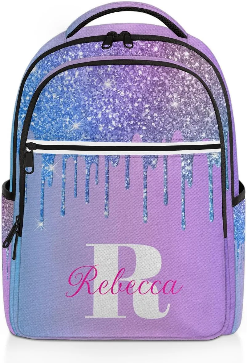 Custom Large Travel Laptop Backpack Personalized Computer Backpacks Work Business Bags Women Men Travel Casual Laptop Bag Purse, Multi Blue