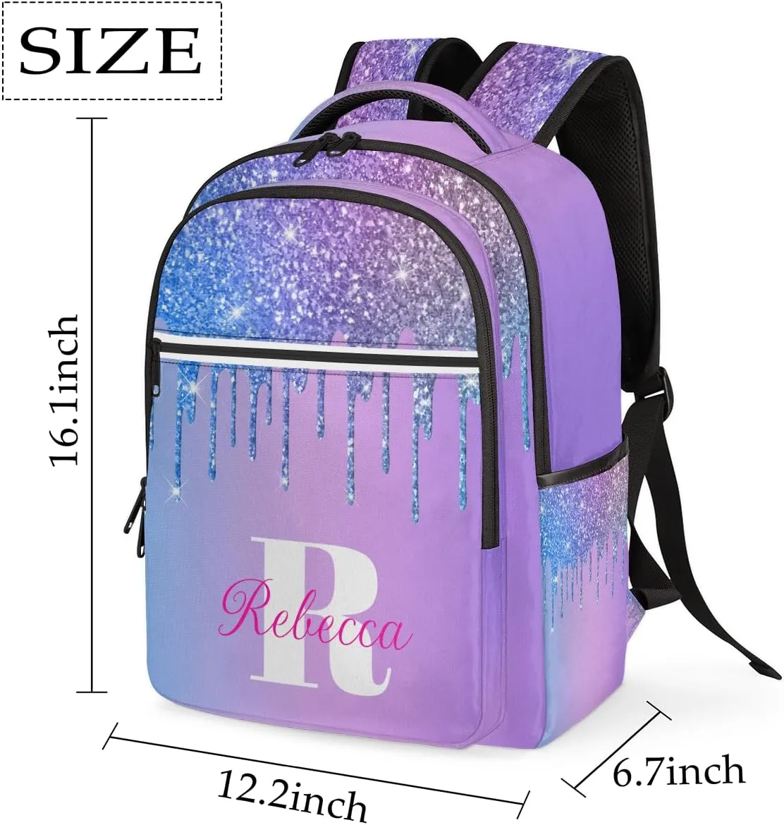 Custom Large Travel Laptop Backpack Personalized Computer Backpacks Work Business Bags Women Men Travel Casual Laptop Bag Purse, Multi Blue