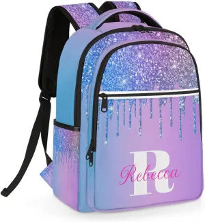 Custom Large Travel Laptop Backpack Personalized Computer Backpacks Work Business Bags Women Men Travel Casual Laptop Bag Purse, Multi Blue
