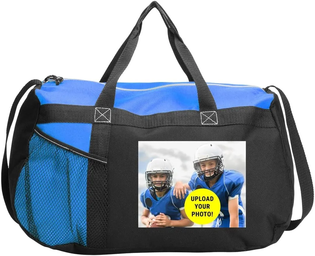 Custom Photo Upload Football Sports Gym Duffel Bag: Gym Duffel Bag