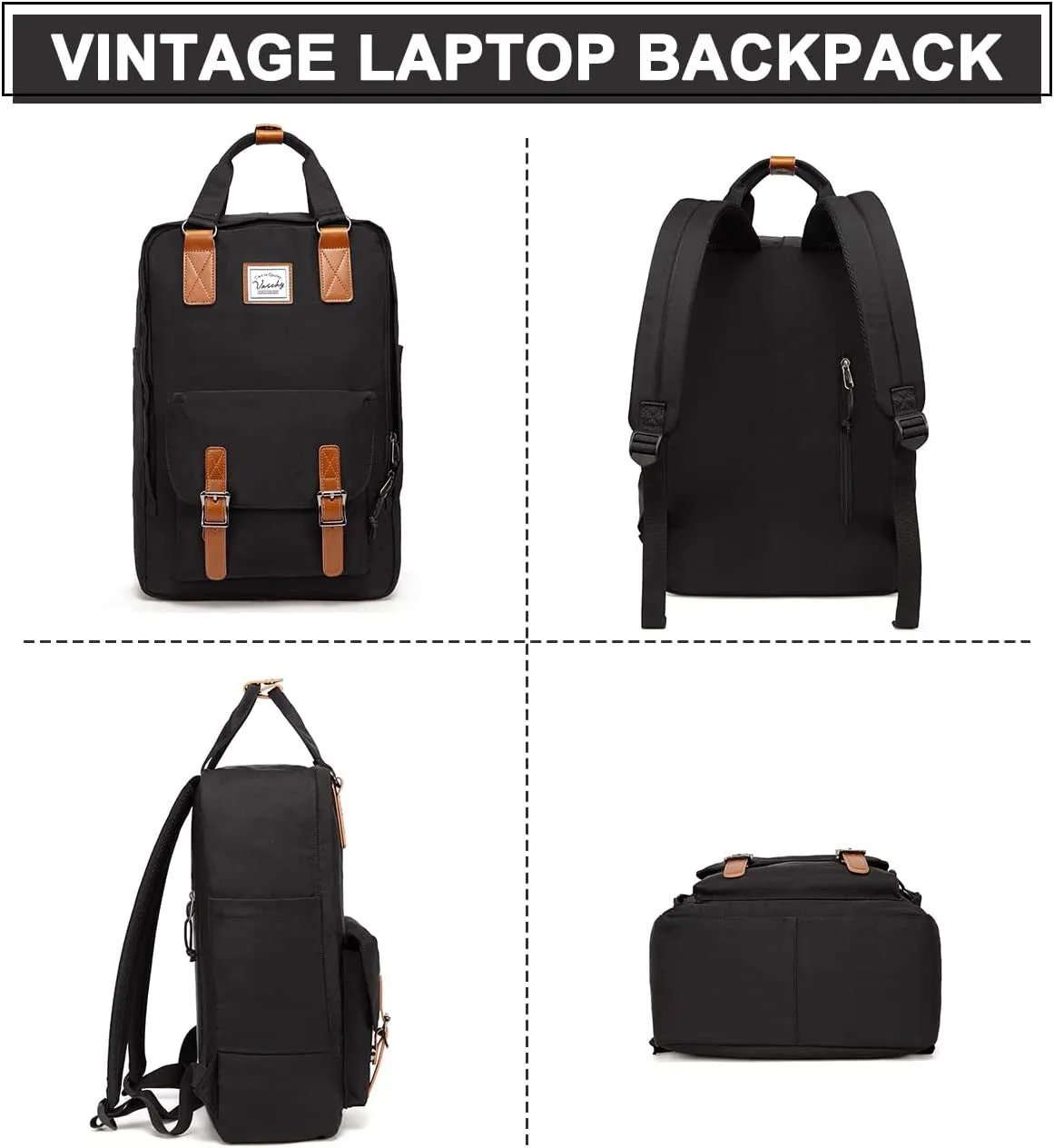 Customizable options Vintage Daypack 15Inch Rucksack Backpack Laptop Black Women, Men Bookbag for Water and Unbeatable range Unisex for Casual Fits School College Resistant