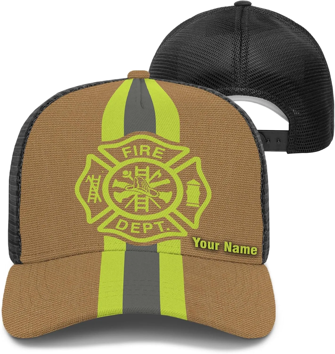 Customize Fire Department Badge Trucker Hat with Mesh Back Comfortable Firefighter Themed Meshback Caps Gift for Firemen