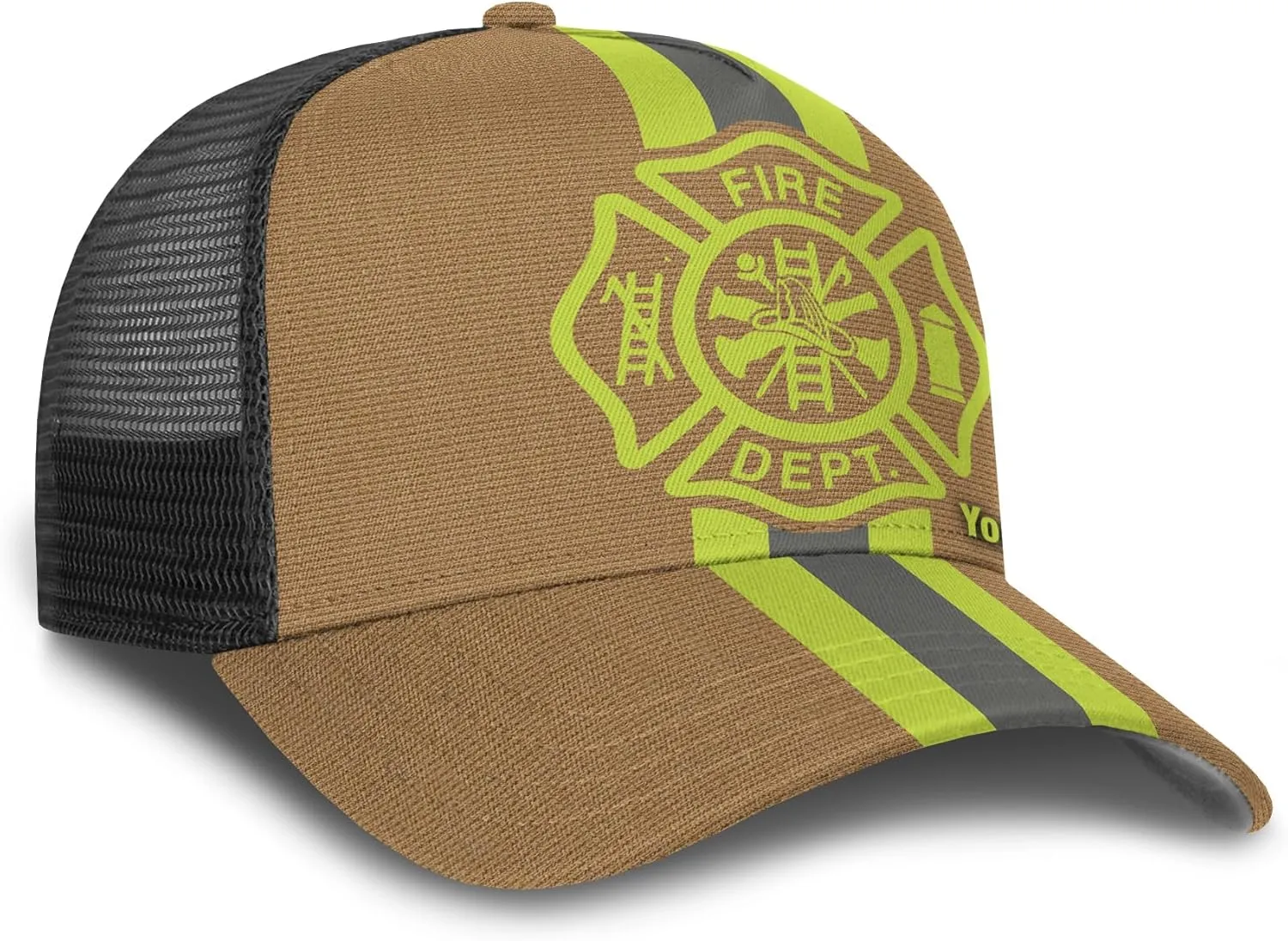 Customize Fire Department Badge Trucker Hat with Mesh Back Comfortable Firefighter Themed Meshback Caps Gift for Firemen