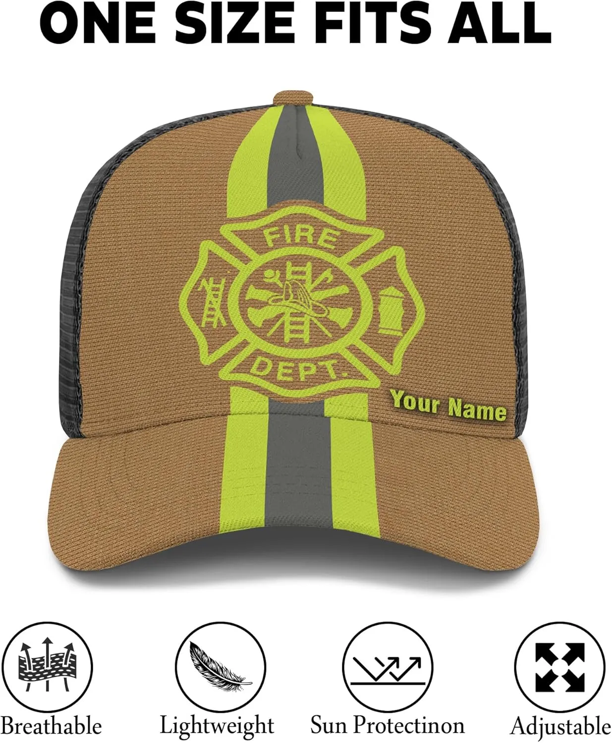 Customize Fire Department Badge Trucker Hat with Mesh Back Comfortable Firefighter Themed Meshback Caps Gift for Firemen