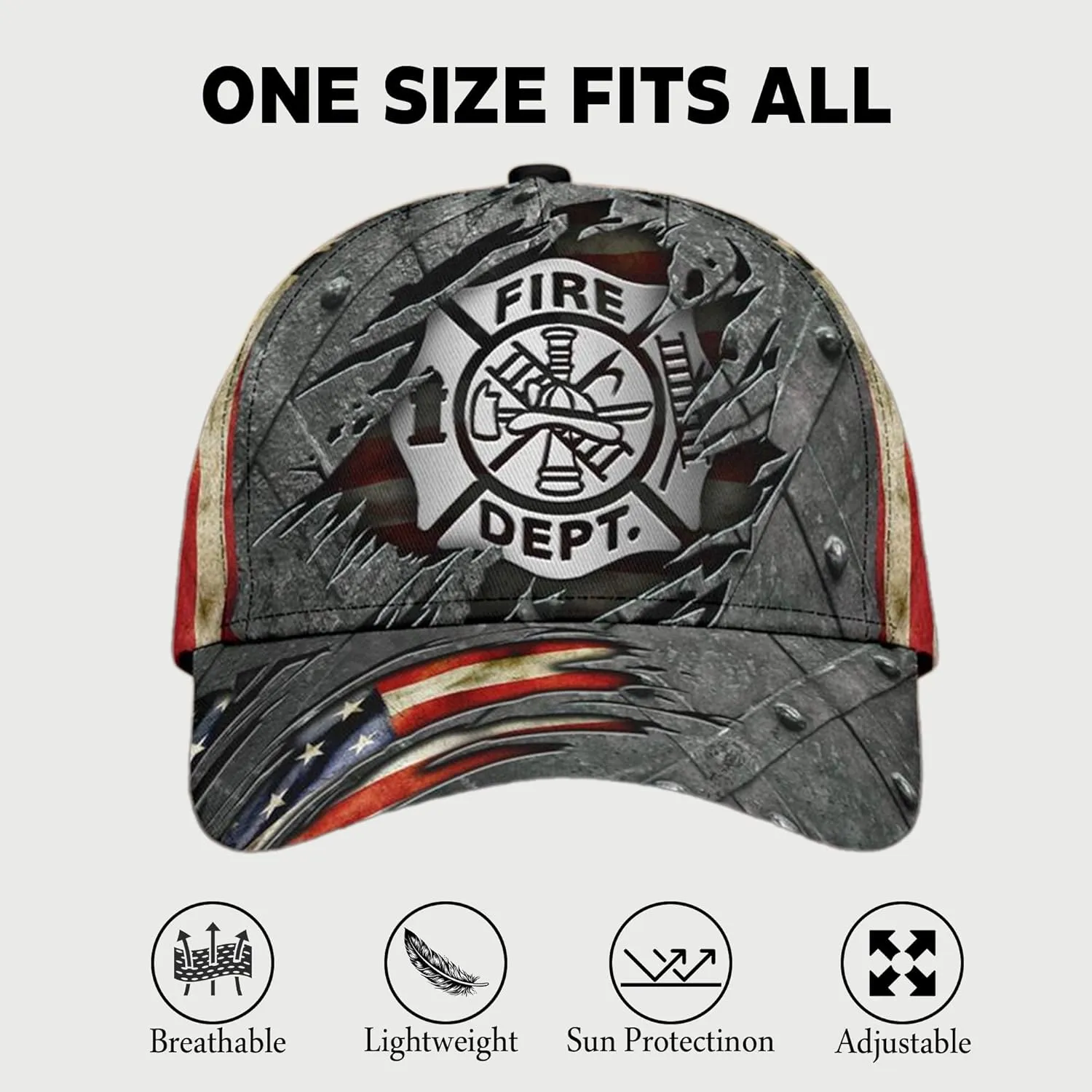 Customize Fire Department Badge Trucker Hat with Mesh Back Comfortable Firefighter Themed Meshback Caps Gift for Firemen