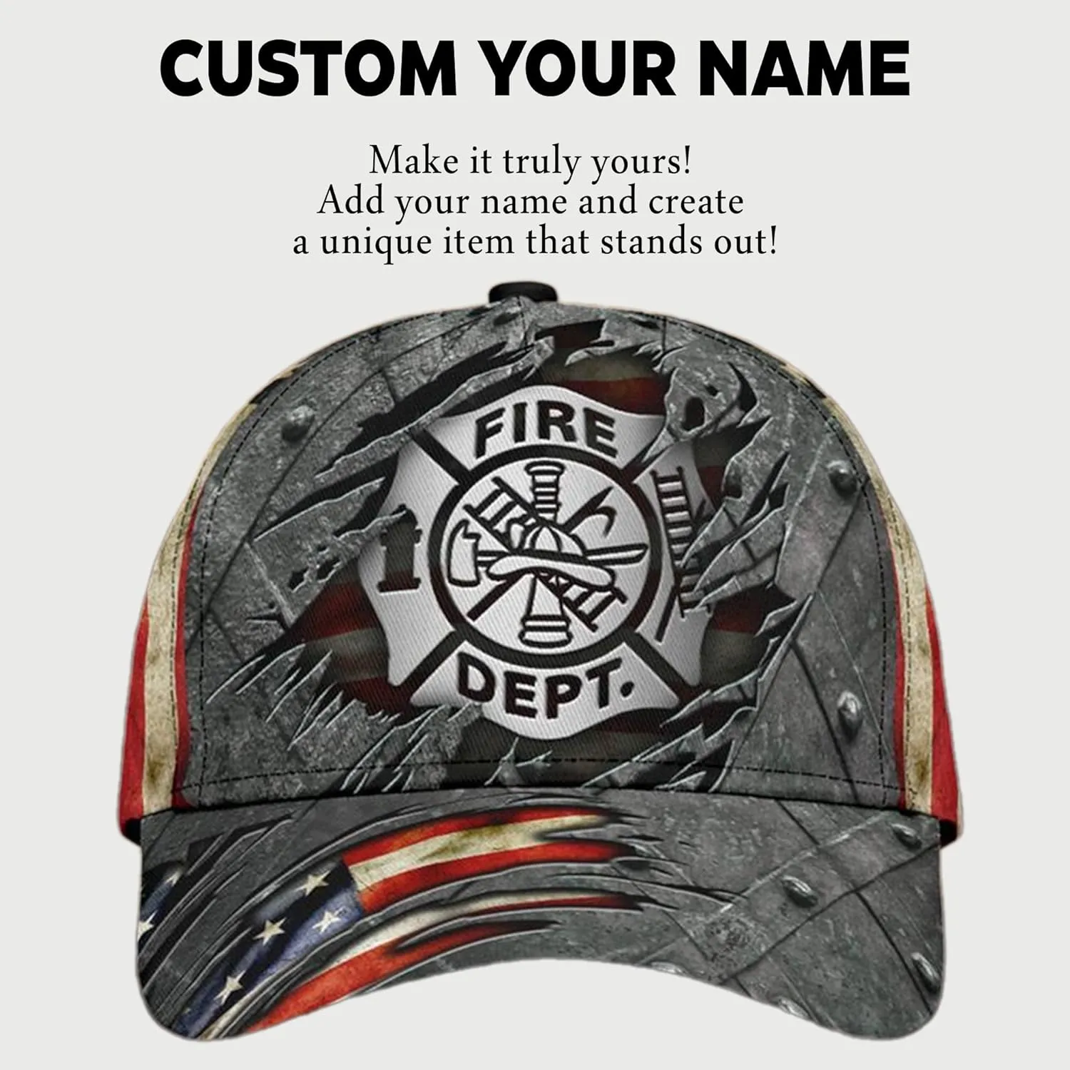 Customize Fire Department Badge Trucker Hat with Mesh Back Comfortable Firefighter Themed Meshback Caps Gift for Firemen
