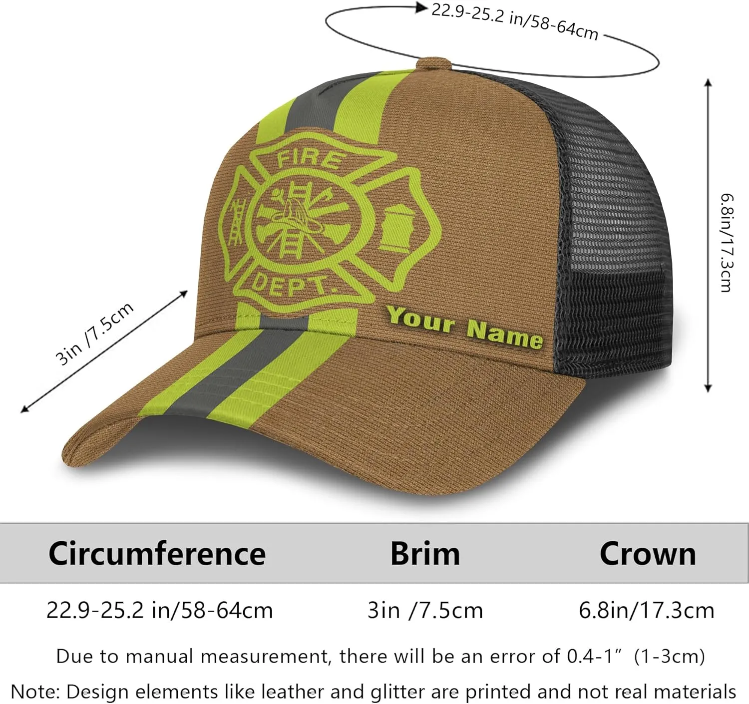Customize Fire Department Badge Trucker Hat with Mesh Back Comfortable Firefighter Themed Meshback Caps Gift for Firemen