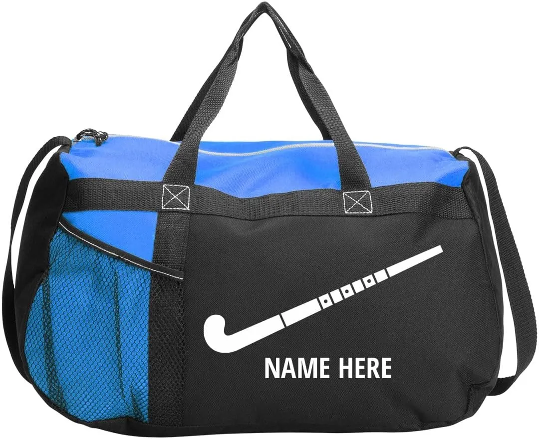 Customized Girl Add Your Name Field Hockey Sports Duffel Bag: Gym Duffel Bag