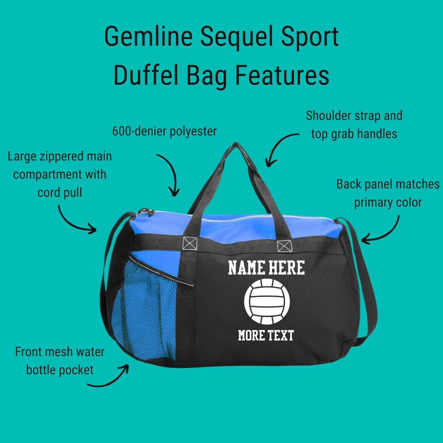 Customized Girl Volleyball Player Name Bag: Gym Duffel Bag