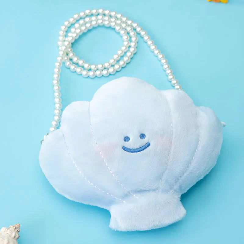 Cute Blue Clam Plush Messenger Bag
