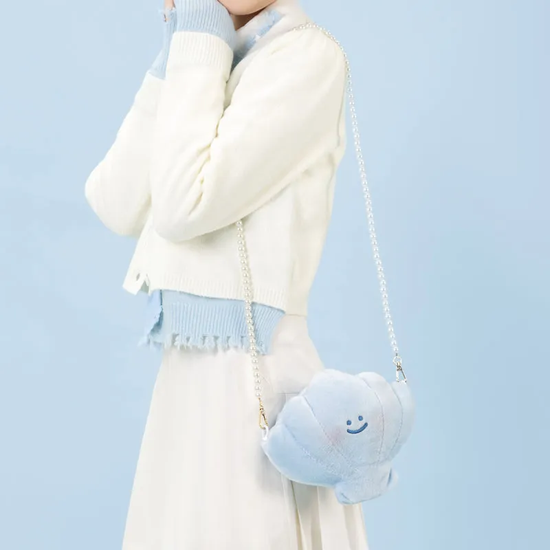 Cute Blue Clam Plush Messenger Bag