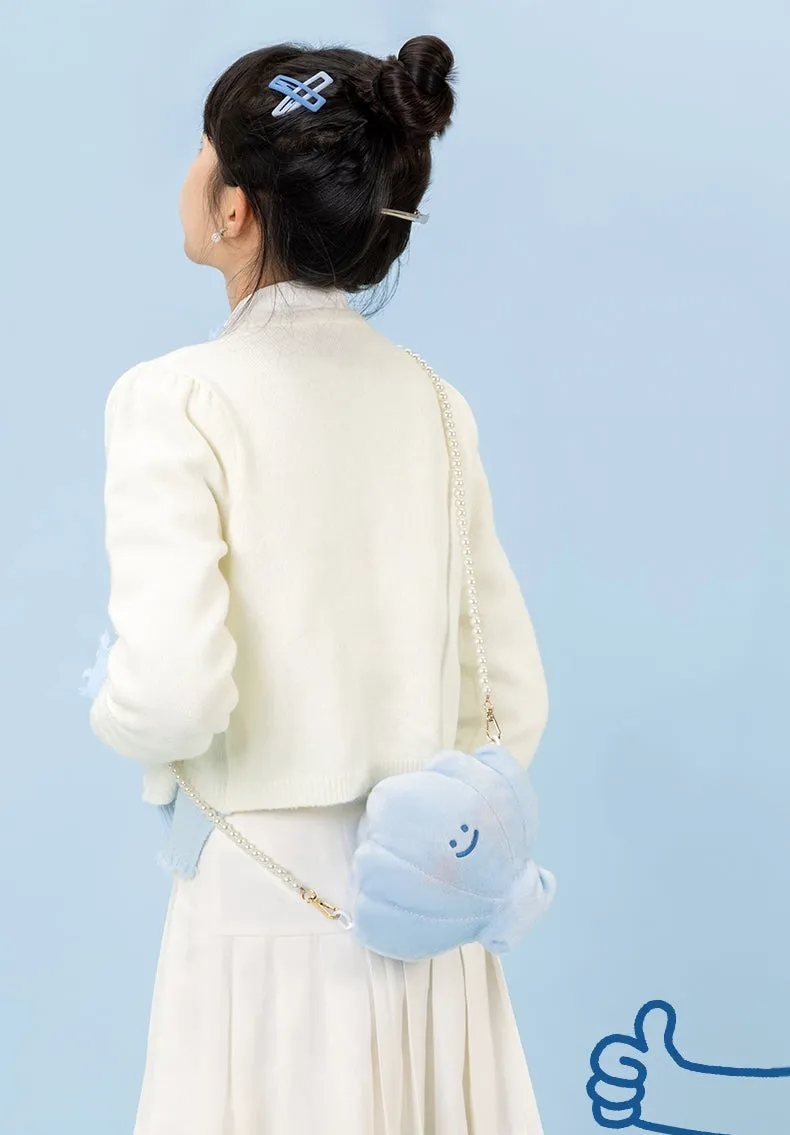 Cute Blue Clam Plush Messenger Bag