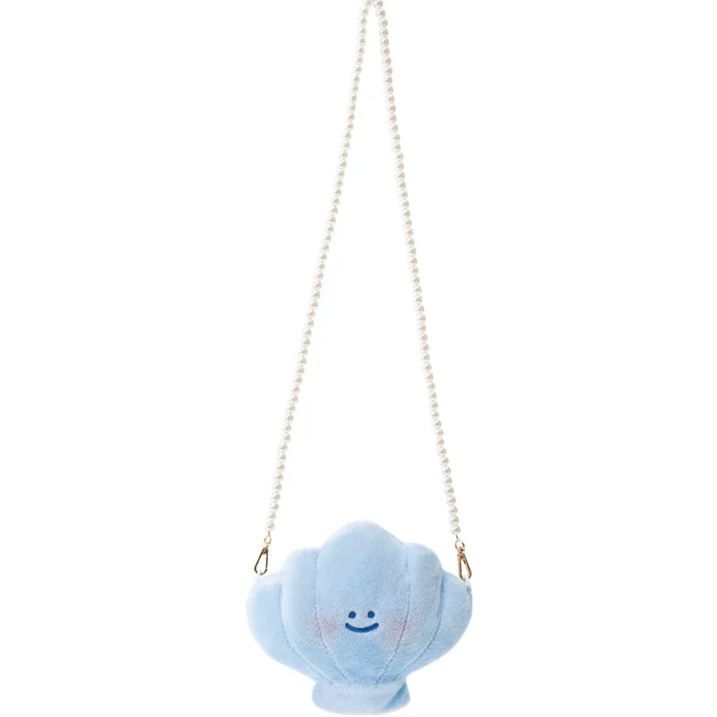 Cute Blue Clam Plush Messenger Bag