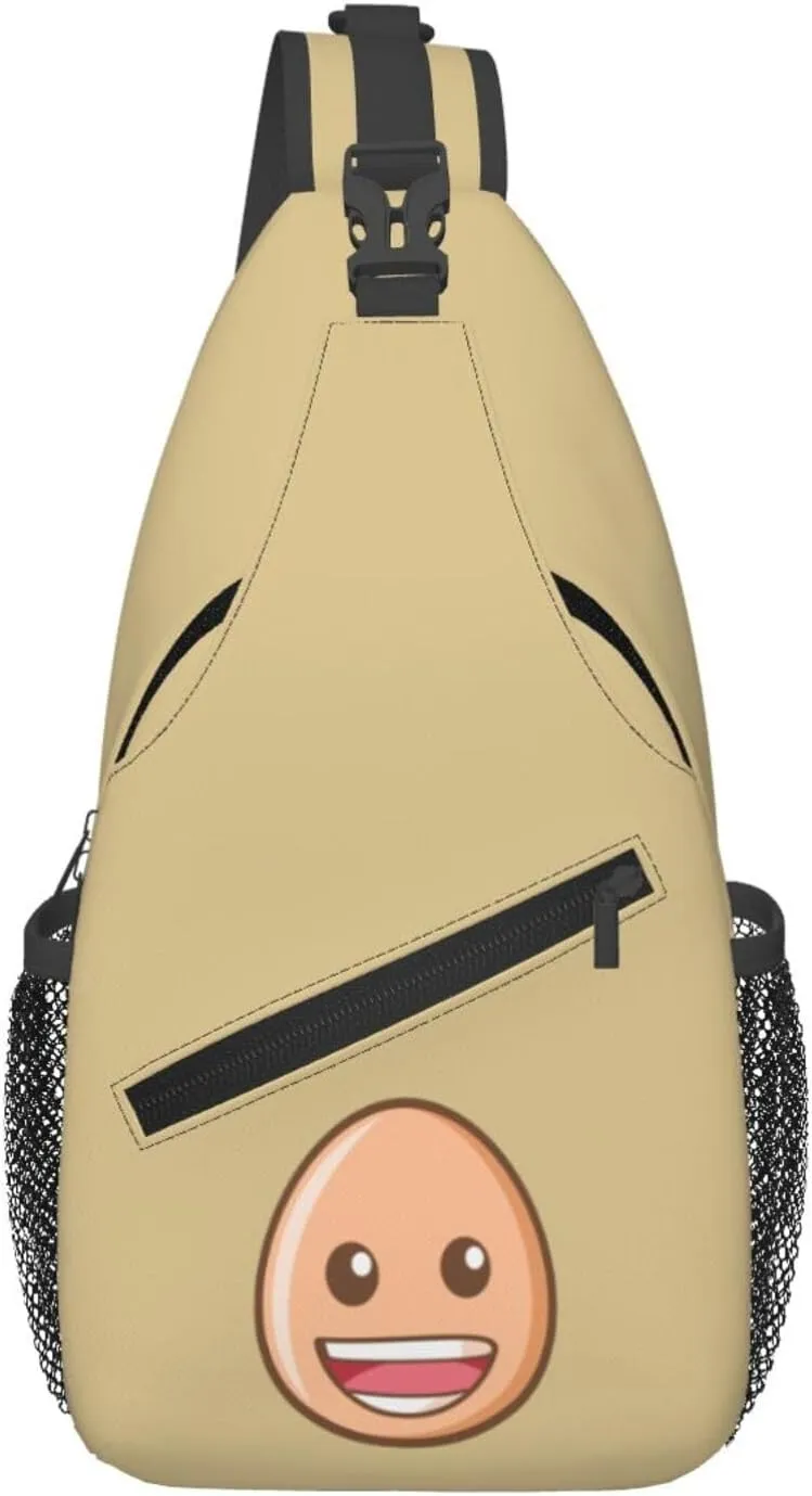 Cute Cartoon Egg Crossbody Bags For Women Men Chest Backpack Gym Shoulder Bag Travel Outdoor Sports Casual Crossbody Bags
