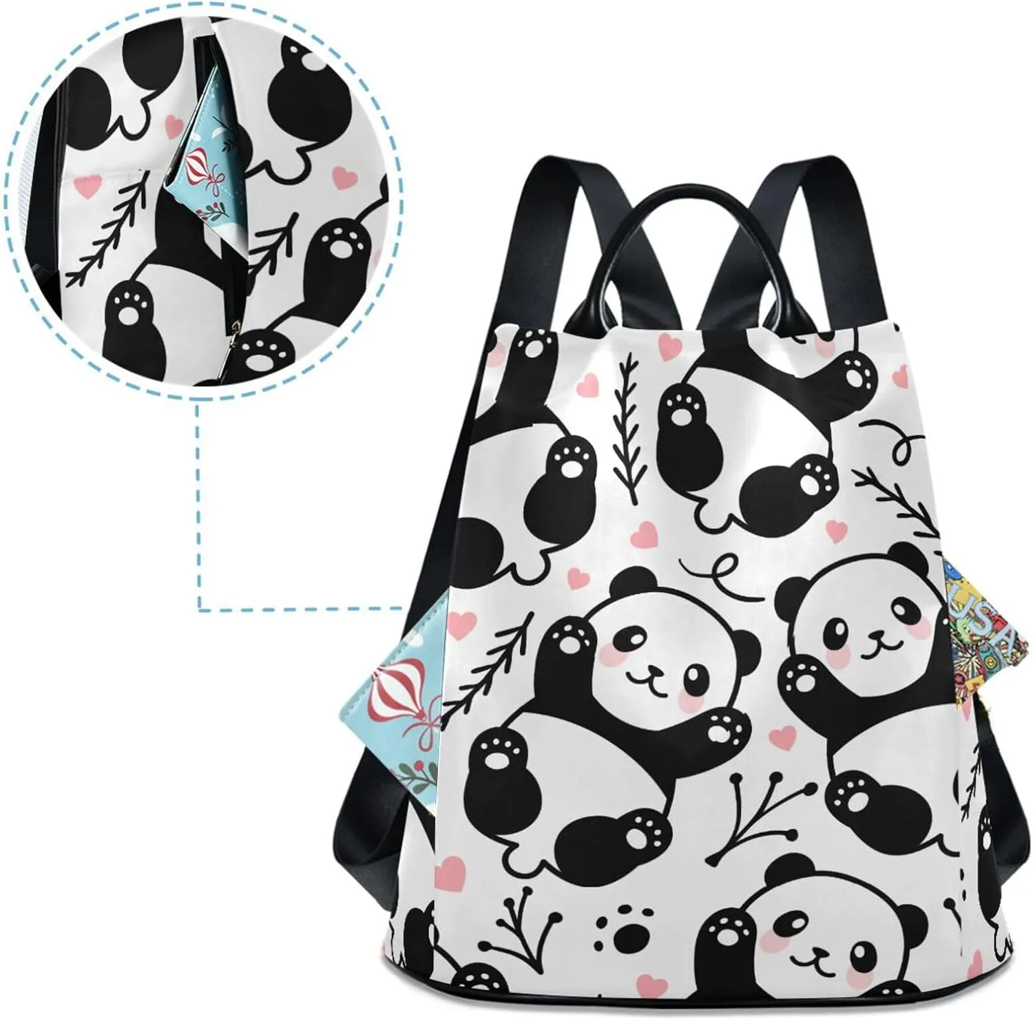 Cute Cartoon Panda Backpack Purse for Women Anti-Theft Fashion Back Pack Shoulder Bag