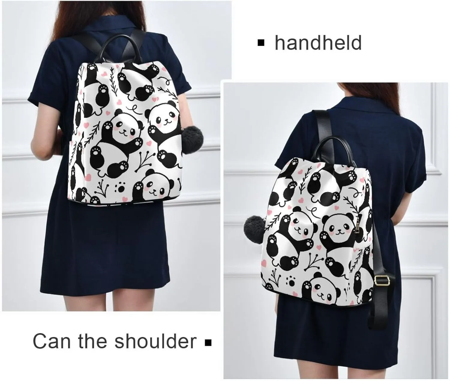 Cute Cartoon Panda Backpack Purse for Women Anti-Theft Fashion Back Pack Shoulder Bag