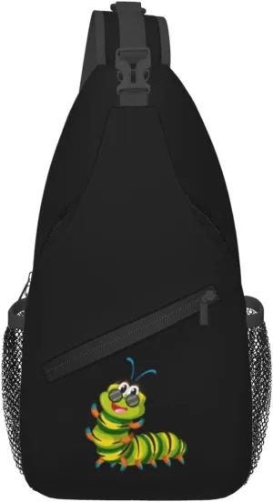 Cute Caterpillar Crossbody Bags For Women Men Chest Backpack Gym Shoulder Bag Travel Outdoor Sports Casual Crossbody Bags