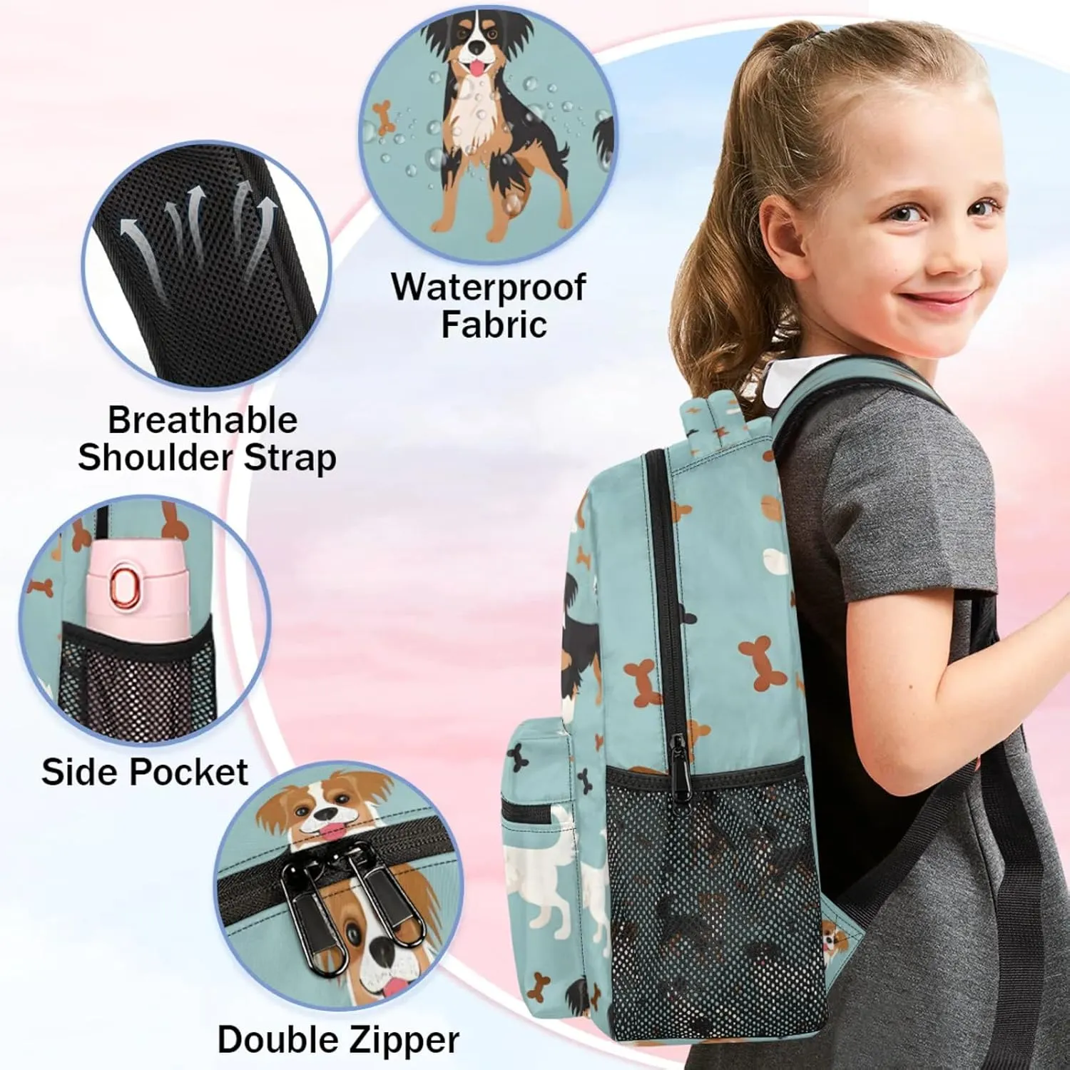 Cute Dog Puppy Animal Large Backpack Fashion Travel Backpacks for Business Women Men Casual Laptop Bag Waterproof Lightweight Shoulder Bags 16in