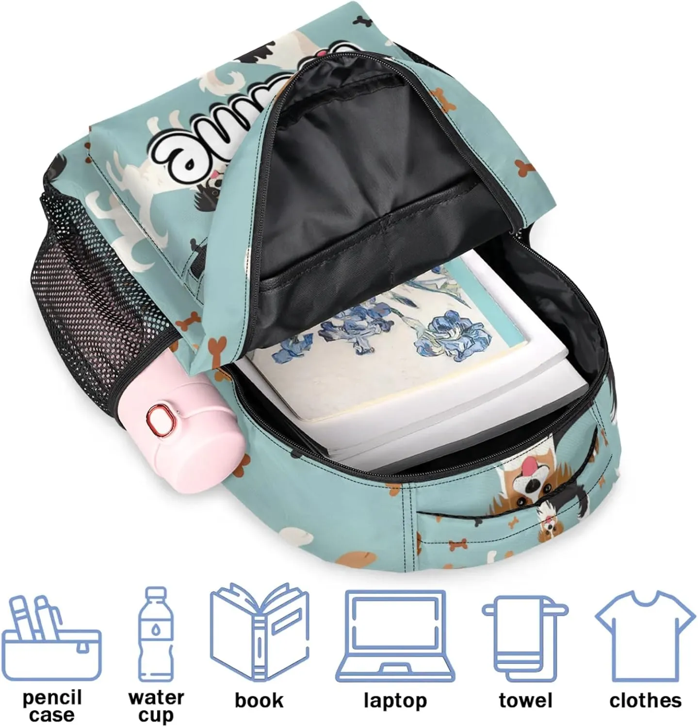 Cute Dog Puppy Animal Large Backpack Fashion Travel Backpacks for Business Women Men Casual Laptop Bag Waterproof Lightweight Shoulder Bags 16in