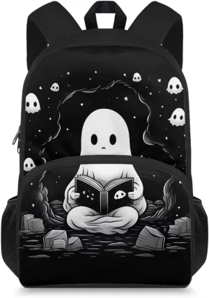 Cute Ghost Backpack for Girls School Backpacks for Girls 10-12 Large Capacity Waterproof Bookbag Cute Toddler Bookbag Travel Laptop Backpack for Girl Kid Students Elementary School